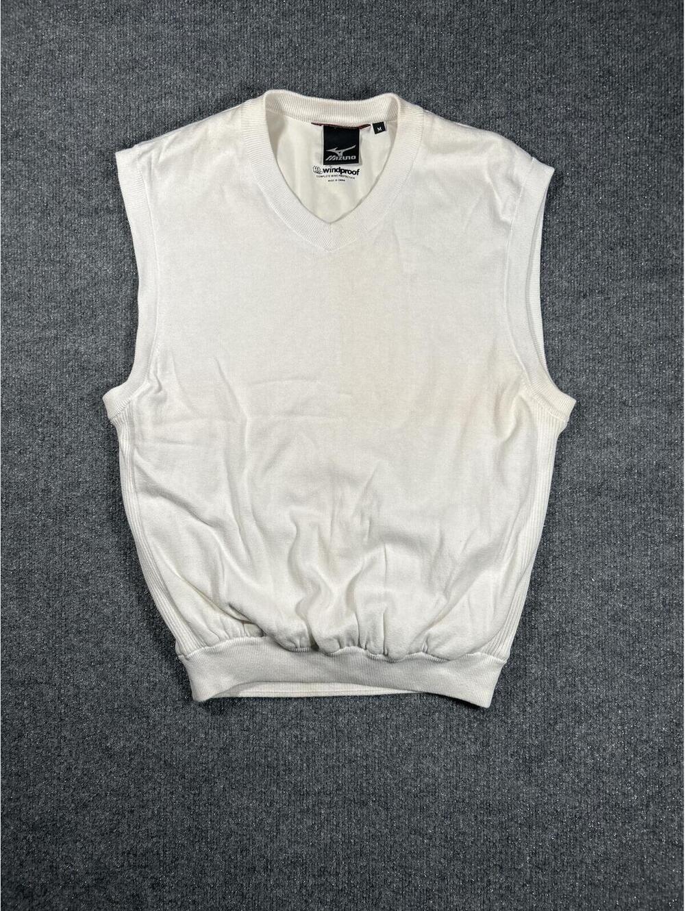 Mizuno Windproof White Sleeveless Sweater Vest Size M